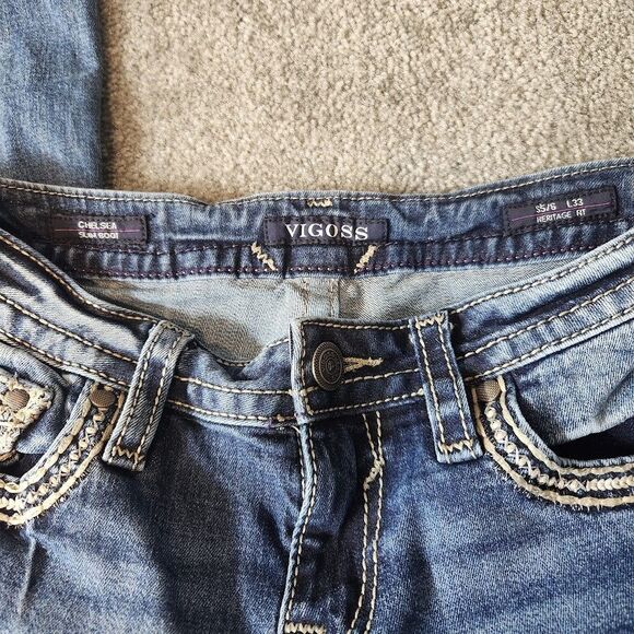 Vigoss Chelsea Slim Boot Low Rise Womens Jeans Size 5/6 L33 Heritage Fit - Picture 10 of 12